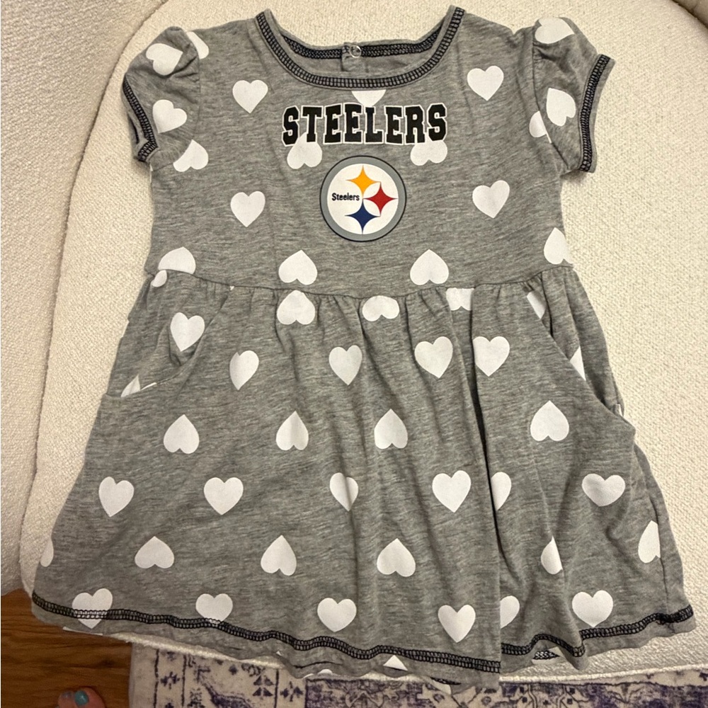 NFL Steelers Gray and White Kids Casual Dress